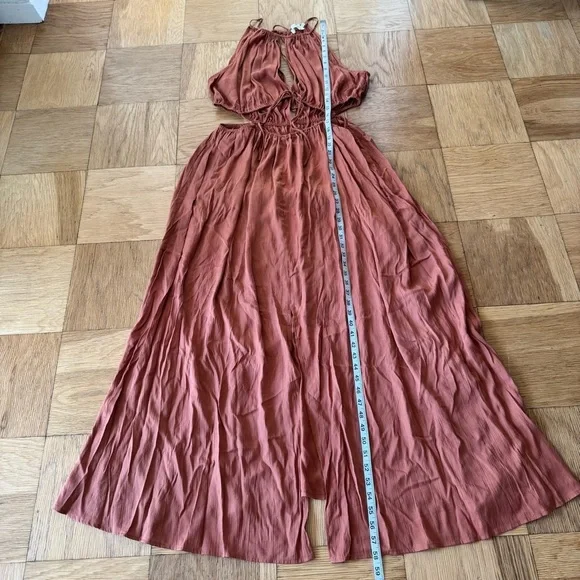 ASTR The Label XL Mid Cutout Sleeveless Maxi Dress Clay Brown Vacation Wedding - Picture 7 of 9